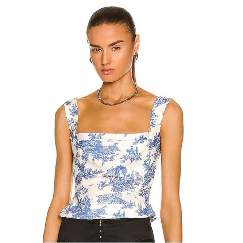 Miaou blue toile Imogen corset top - Picture 2 of 4